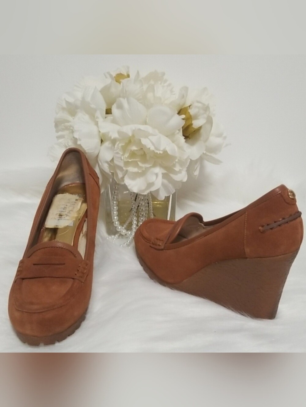 MICHAEL Michael Kors Brown Suede Leather 'Rory' Wedge Loafers